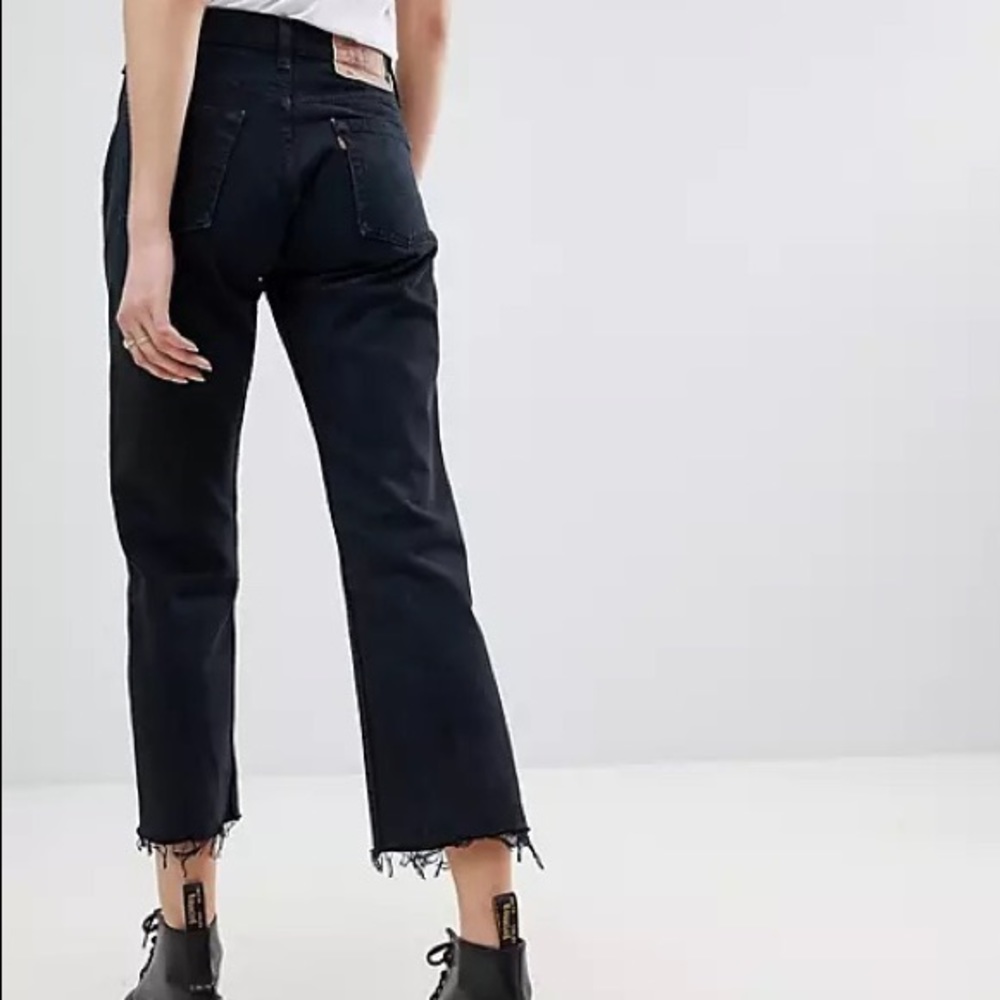 Levi’s: High Waisted Washed Black 501 with Raw Hem & Button Fly